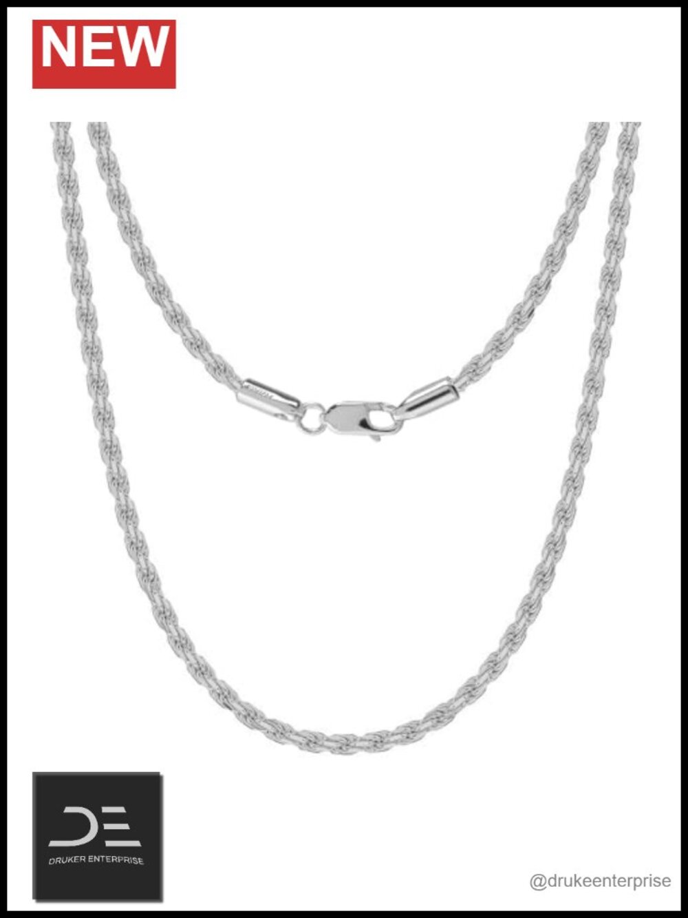 925 Sterling Silver Diamond-Cut Braided Rope Chain Necklace 18-26 Inches Men